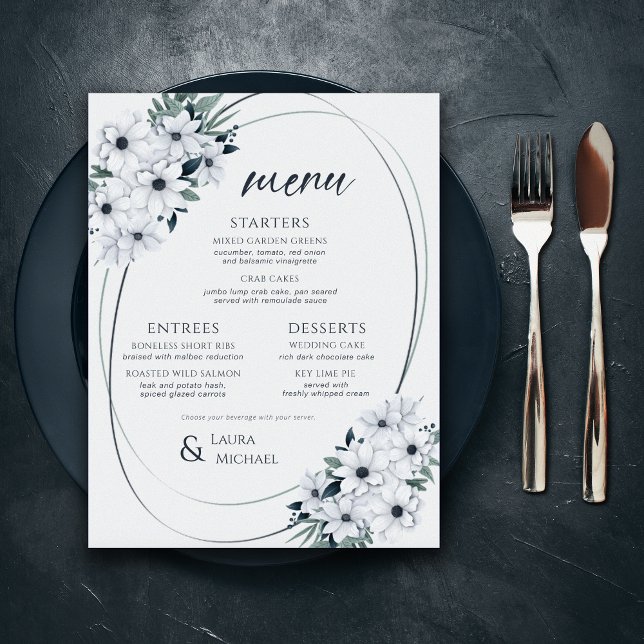 Elegant Floral Teal Mint Menu (Creator Uploaded)