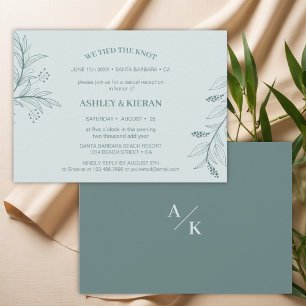 Elegant Floral Teal We Tied the Knot Reception Invitation
