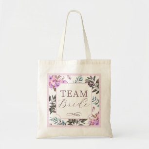 Elegant Floral Team Bride Tote Bag