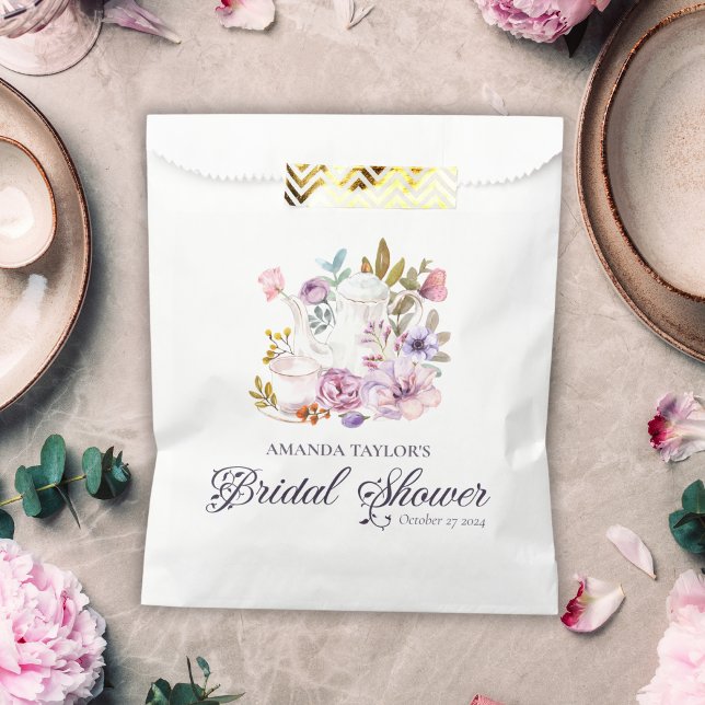 Elegant Floral Teapot Bridal Shower Tea Party Favour Bags (Creator Uploaded)
