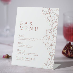 Elegant floral terracotta Bar Menu Pedestal Pedestal Sign