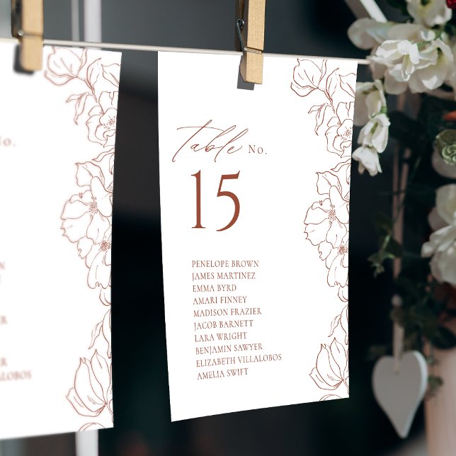  Elegant floral terracotta table seating chart Invitation (Elegant floral terracotta table seating chart)