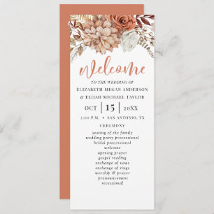 Elegant Floral Terracotta Wedding Program Invitation
