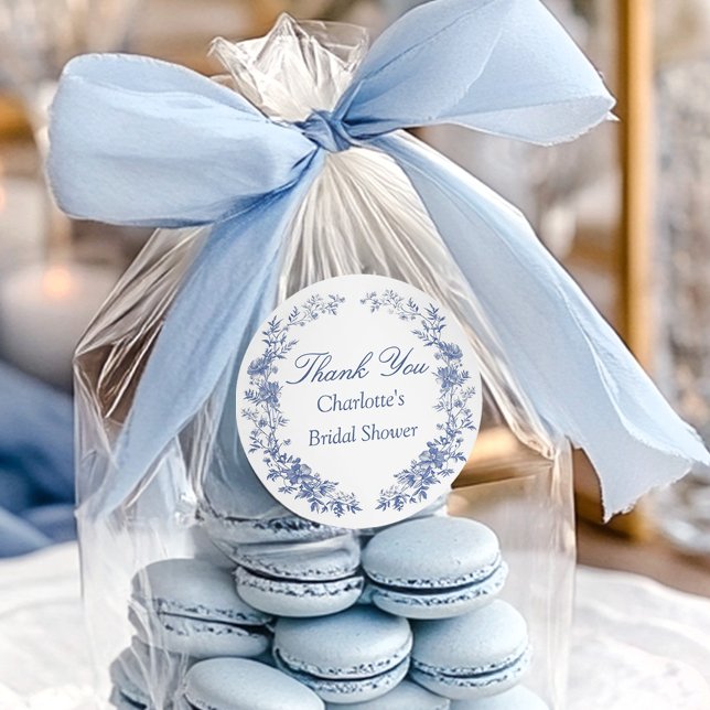 Elegant Floral Thank You Bridal Shower Classic Round Sticker (Creator Uploaded)