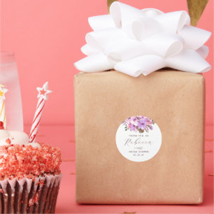 Elegant Floral Thank You Bridal Shower  Classic Round Sticker