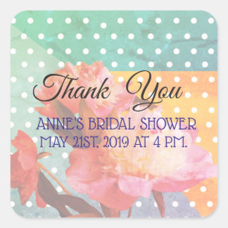 Elegant Floral , Thank you, Bridal Shower Stickers