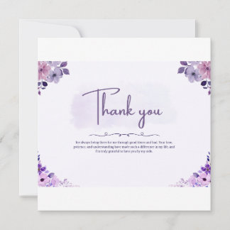 Elegant Floral Thank You Card – Purple & Pink Wate