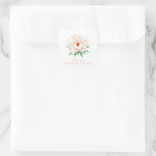 Elegant Floral Thank You Design Square Sticker