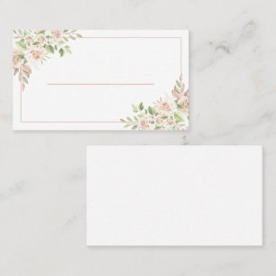 Elegant Floral Thank You Pink Rose Wedding Place Card