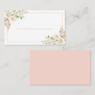 Elegant Floral Thank You Pink Rose Wedding Place Card