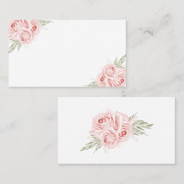 Elegant Floral Thank You Pink Rose Wedding  Place  Place Card (Front/Back)