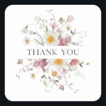 Elegant Floral Thank You Sticker<br><div class="desc">Add a special touch to your wedding with this elegant thank you sticker. Featuring delicate watercolor flowers in soft pastel tones and stylish typography,  it’s perfect for sealing envelopes,  favour boxes,  or decorating wedding stationery. A beautiful way to express gratitude with charm and elegance.</div>