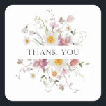 Elegant Floral Thank You Sticker<br><div class="desc">Add a special touch to your wedding with this elegant thank you sticker. Featuring delicate watercolor flowers in soft pastel tones and stylish typography,  it’s perfect for sealing envelopes,  favour boxes,  or decorating wedding stationery. A beautiful way to express gratitude with charm and elegance.</div>
