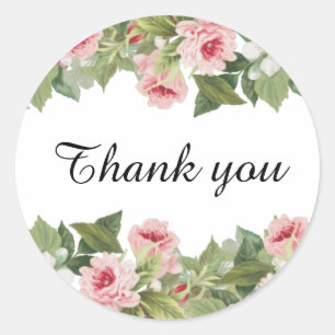 Elegant floral thank you sticker with roses