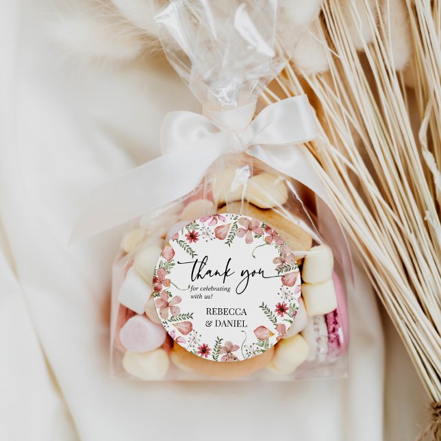 Elegant Floral Thank You Wedding Favour Sticker (Creator Uploaded)