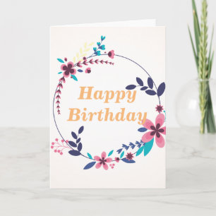 Elegant floral theme Happy Birthday Card
