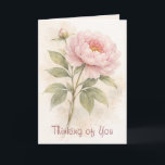 Elegant Floral Thinking Of You Card<br><div class="desc">Surprise your loved one with this romantic Valentine’s Day greeting card featuring an elegant watercolor peony in soft blush pink tones. This timeless floral design offers a refined and heartfelt way to express love, whether for your wife, girlfriend, partner, mother, or someone else special. The gentle botanical artwork and muted...</div>