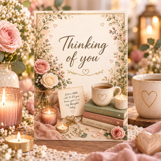 Elegant Floral Thinking of You Cottagecore Thank You Card