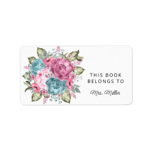 Elegant Floral This Book Belongs To Book Label