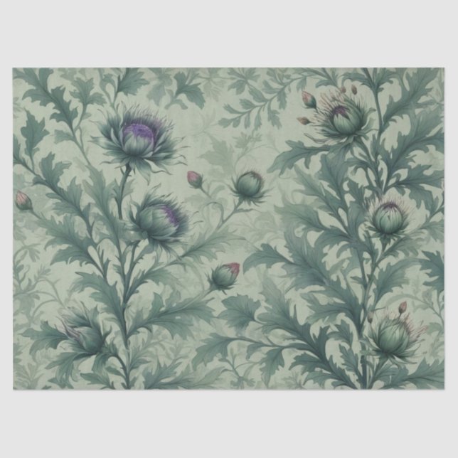 Elegant Floral Thistle Pattern Design Tissue Paper (Front)