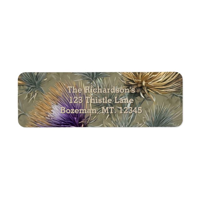 Elegant Floral Thistle Pattern Return Address (Front)