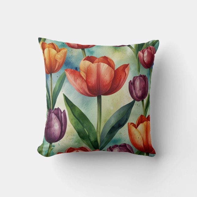 Elegant Floral Throw Pillow (Front)