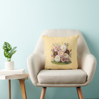 Elegant Floral Throw Pillow for Her | Soft Vintage