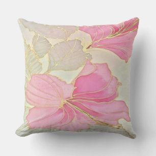  Elegant Floral Throw Pillow in Pink, Grey, and Go