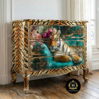 Elegant Floral Tiger Decoupage