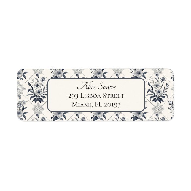 Elegant Floral Tile Pattern Chic Return Address (Front)