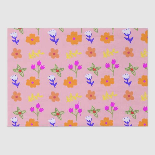 Elegant Floral Tissue Paper – Hand-Drawn Flower Pa (Front)