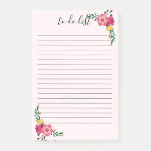 Elegant Floral To Do List Post-It Note
