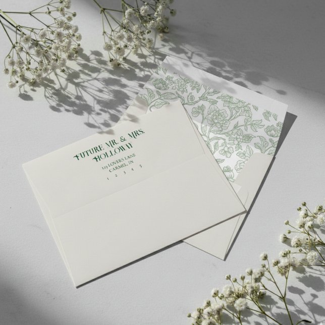 Elegant Floral Toile Pattern and Return Address Envelope (Send your cards with elegant, timeless style with this Elegant Floral Toile Pattern Envelope!)