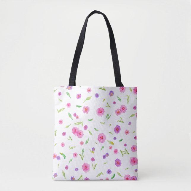 Elegant Floral Tote Bag – Hand-Painted Design (Front)