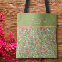 Elegant Floral Tote Bag – Personalised Name