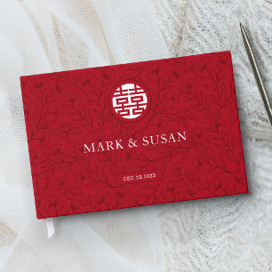 Elegant Floral Traditional Chinese Wedding (RED) Guest Book