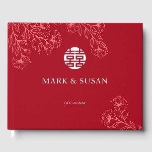 Elegant Floral Traditional Chinese Wedding (RED) Guest Book