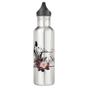  Elegant Floral Transparent Personalised Name  710 Ml Water Bottle