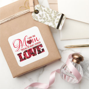Elegant Floral Trendy I Love You Mum Mothers Day Square Sticker
