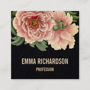 Elegant floral trendy pink peony business cards