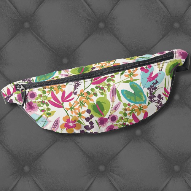 Elegant Floral Tropical Bum Bags (Pink Blue Green Modern Vintage Floral Tropical Fanny Pack)