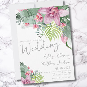 Elegant Floral Tropical Wedding Invitation