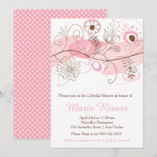 Elegant Floral Twist Bridal Shower in Pink Invitation