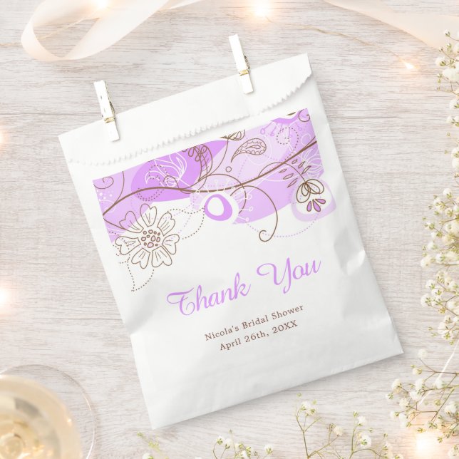 Elegant Floral Twist Bridal Shower in Purple Favour Bags (Clipped)