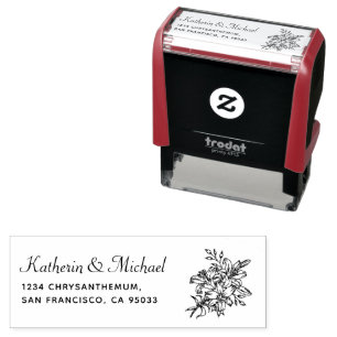 Elegant floral Typography Wedding Return Address Self-inking Stamp