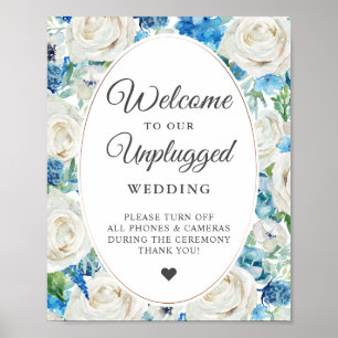 Elegant Floral Unplugged Wedding Sign