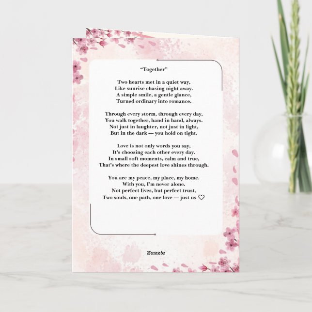 Elegant Floral Valentine’s Day Card Soft Pink Rose (Back)
