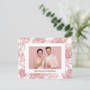 Elegant Floral Valentine's Day Card - Custom Photo