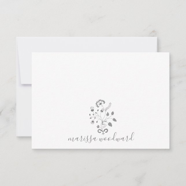 Elegant Floral Vine Script Name Card (Front)