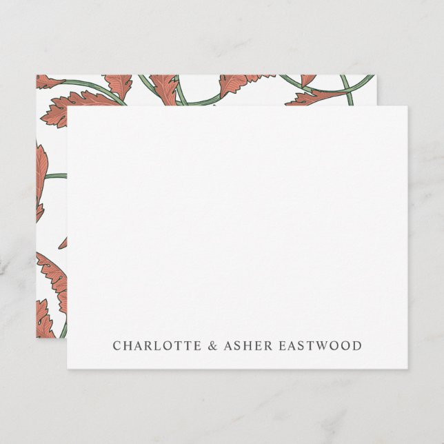 Elegant Floral Vines Couple Newlyweds Wedding Card (Front/Back)